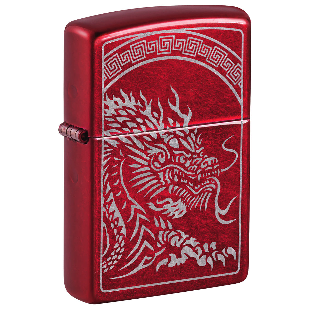 Zippo Lighter: Dragon Design, Engraved - Candy Apple Red 81761