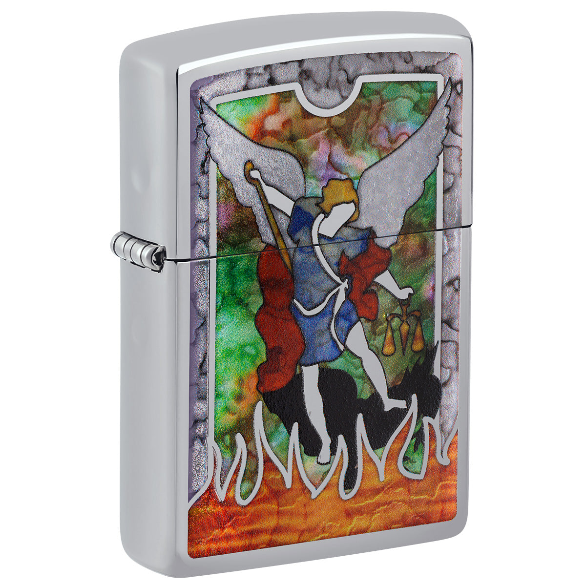 Zippo Lighter: Saint Michael the Archangel, Fusion - High Polish Chrome 81764