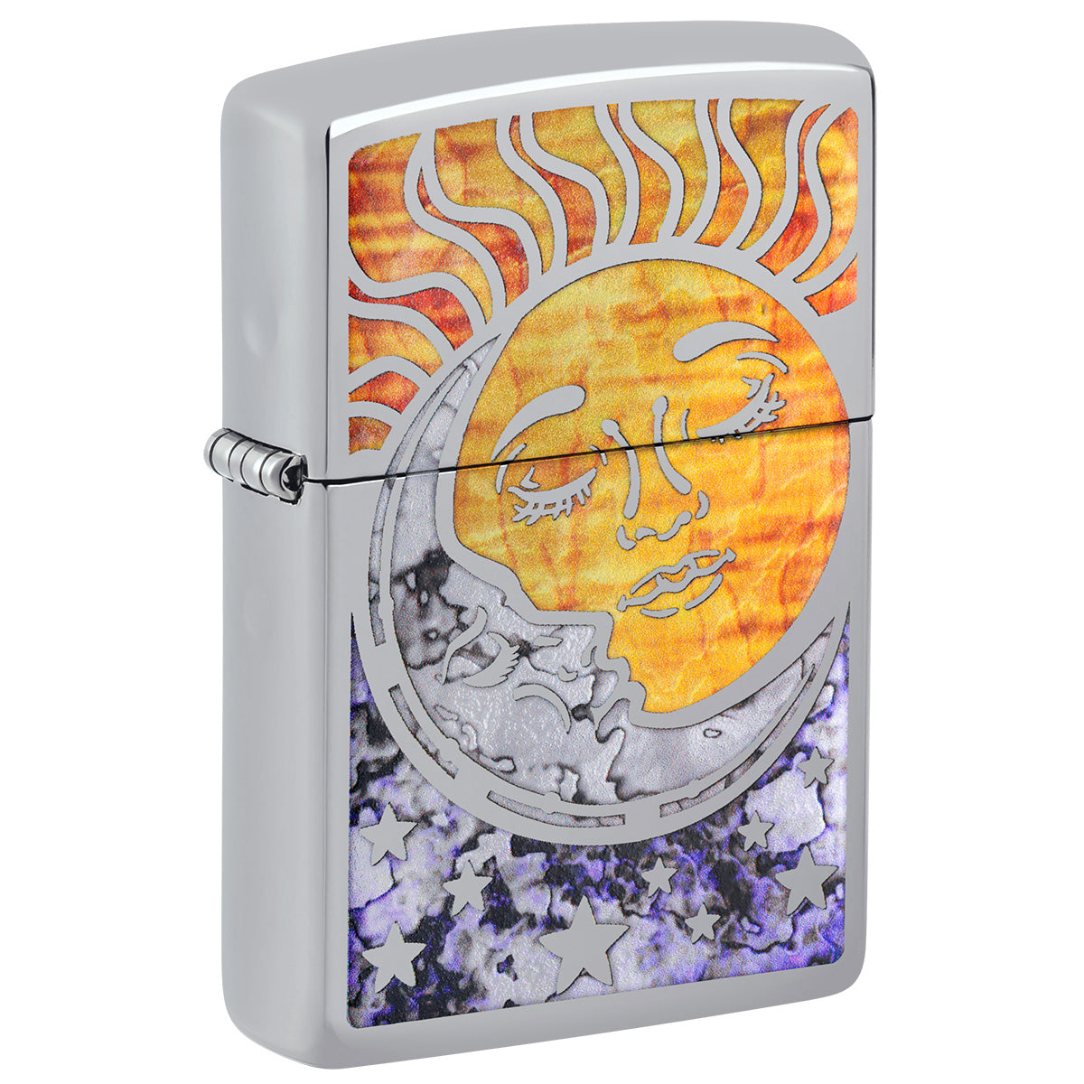 Zippo Lighter: Fusion Sun and Moon - High Polish Chrome 81766