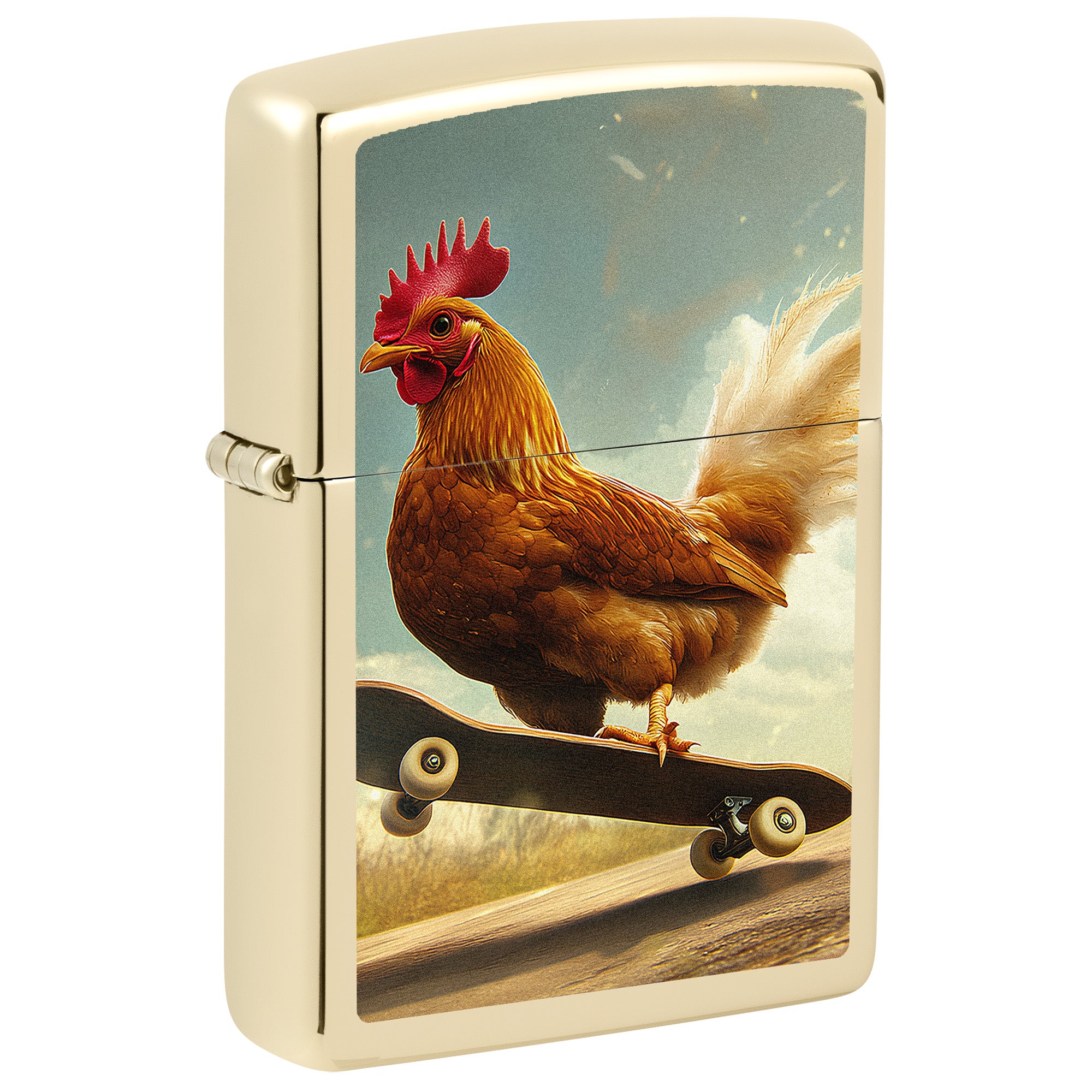 Zippo Lighter: Skateboard Rooster - Champagne 81774