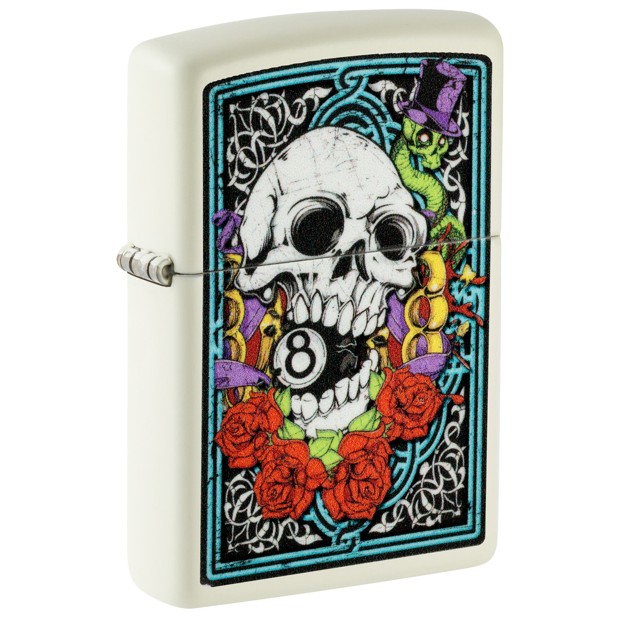 Zippo Lighter: Skull with 8 Ball, Glow-in-the-Dark - 540 Color 81799