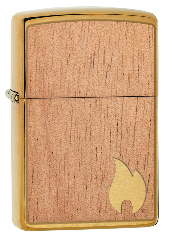 Zippo Lighter: Woodchuck Flame - Brushed Brass 29901