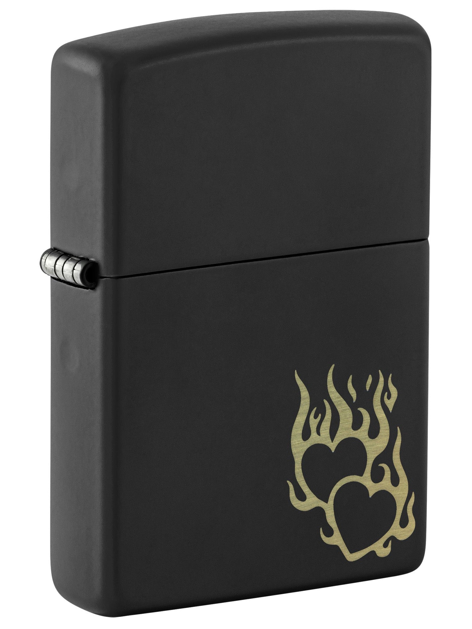 Zippo Lighter: Hearts on Fire, Engraved - Black Matte 46004