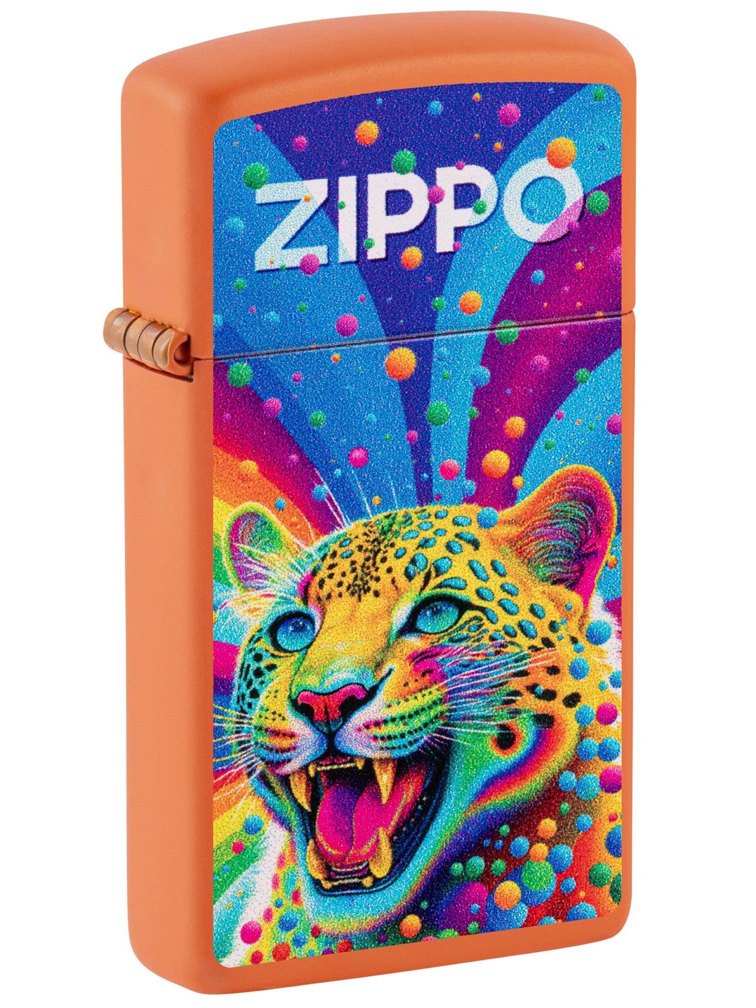 Zippo Lighter: Slim, Leopard Design - Orange Matte 46018