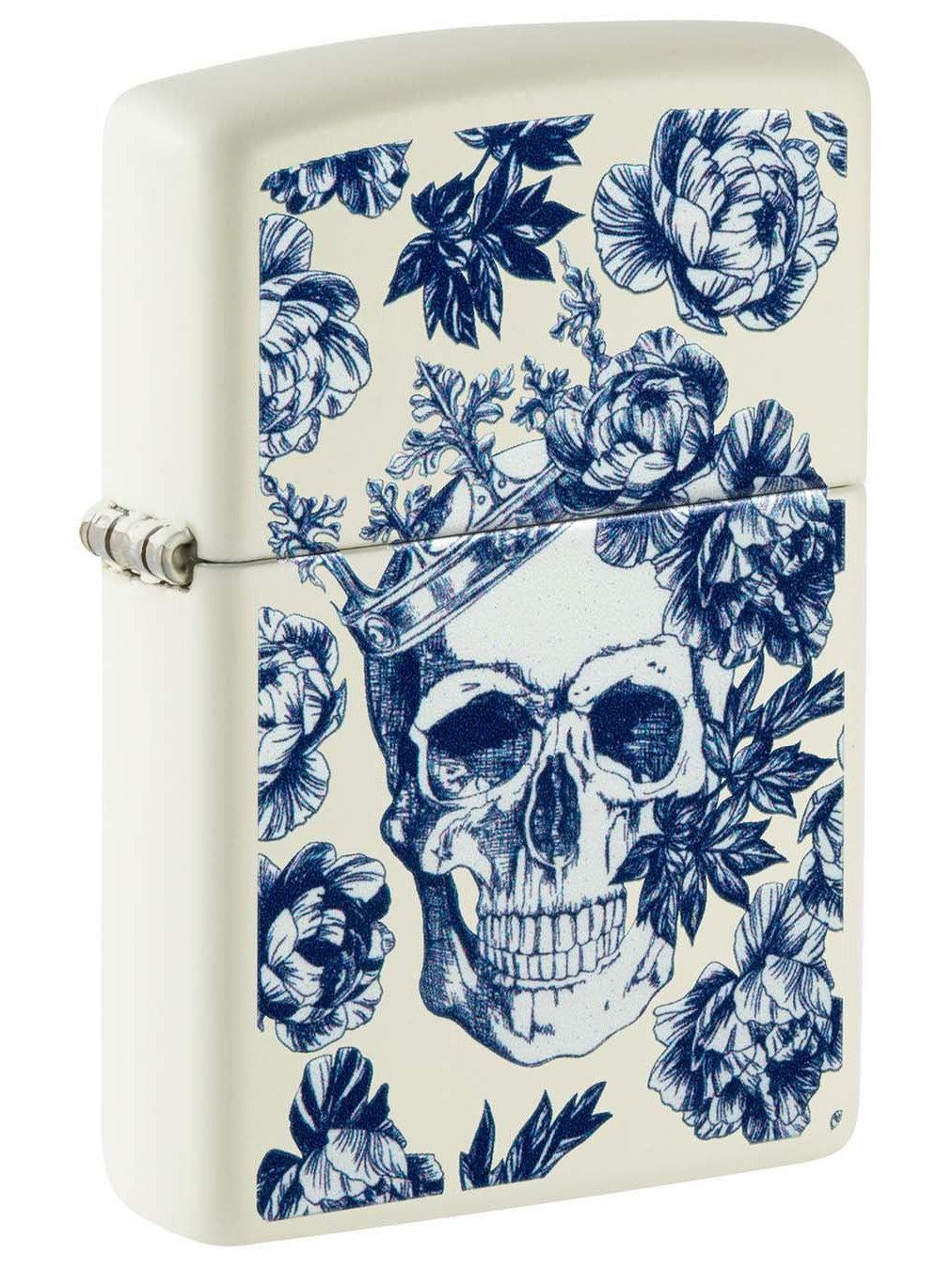 Zippo Lighter: King Skull with Flowers - Glow-in-the-Dark Green 48086