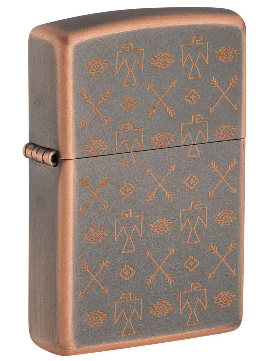 Zippo Lighter: Native American Symbols, Engraved - Rustic Bronze 48543