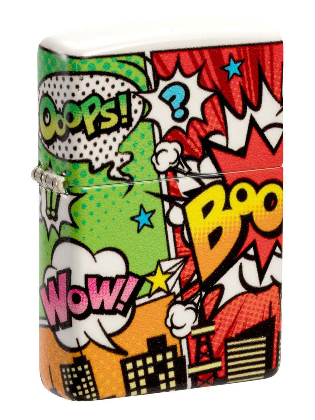 Zippo Lighter: Pop Art City Design - 540 White Matte 48648