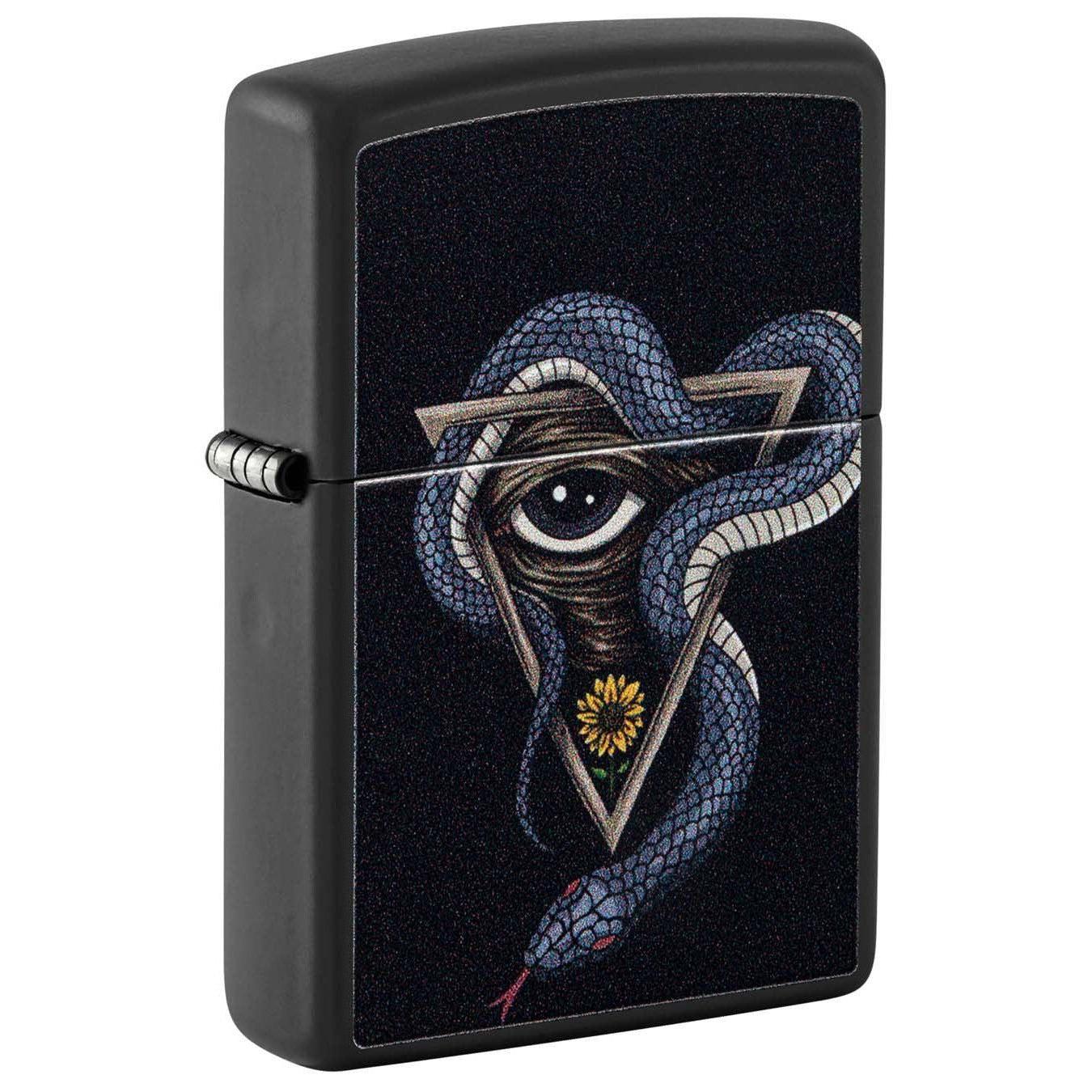 Zippo Lighter: Snake and Eye - Black Matte 48651