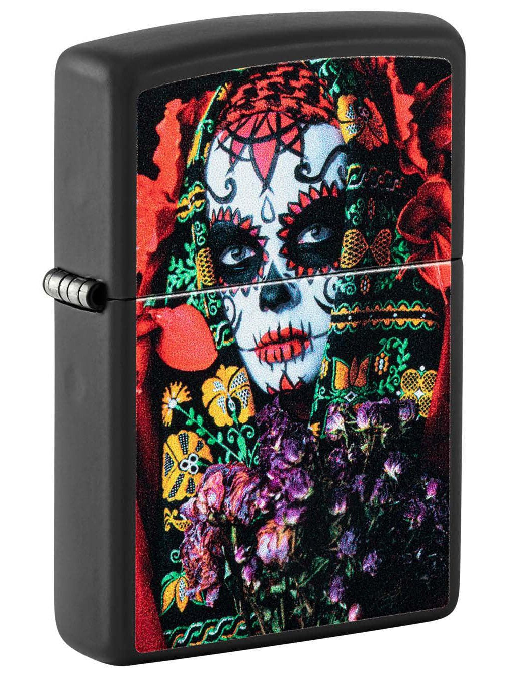 Zippo Lighter: Day Of The Dead, Black Light - Black Matte 48652