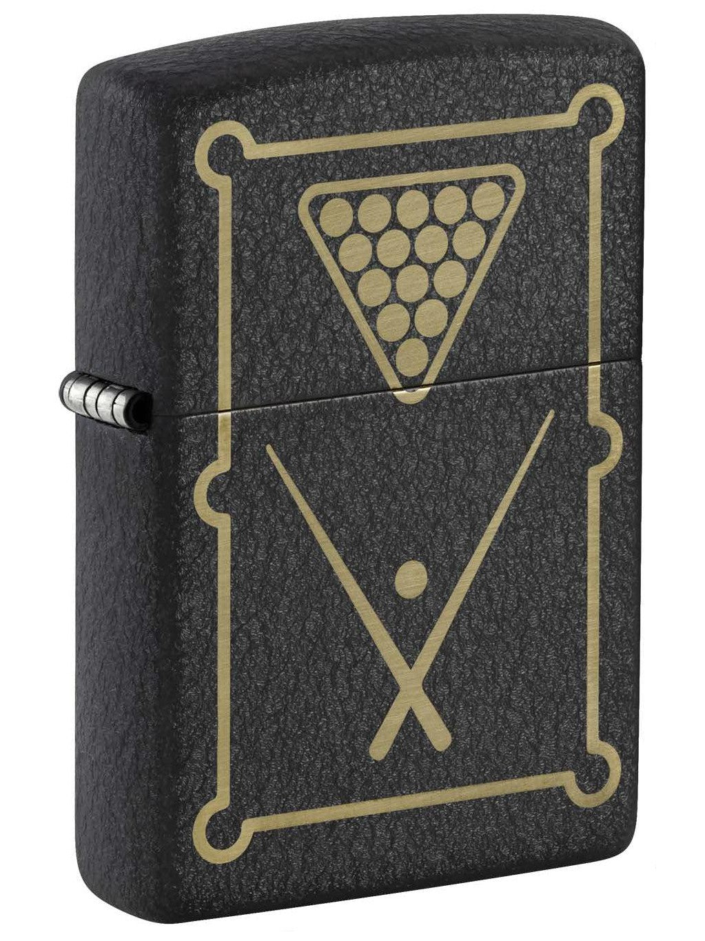 Zippo Lighter: Engraved Billiards Table - Black Crackle 48672