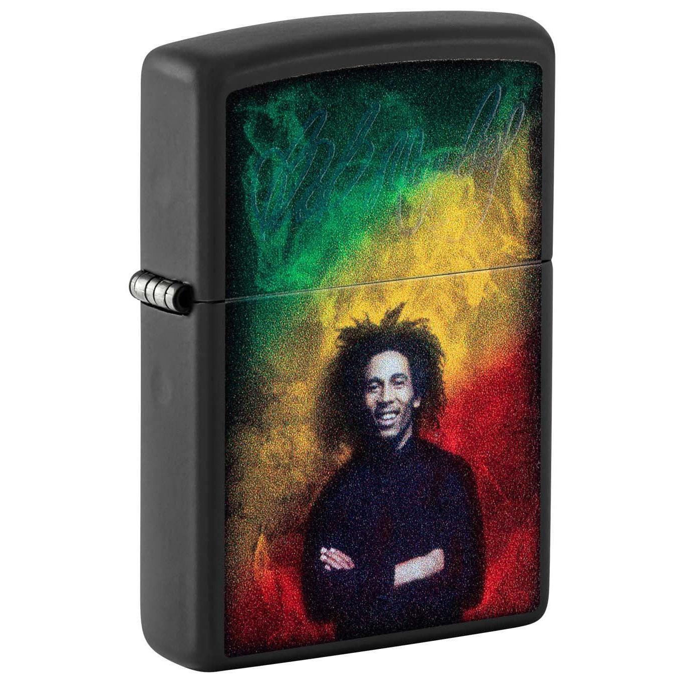 Zippo Lighter: Bob Marley with Black Light Signature - Black Matte 48674