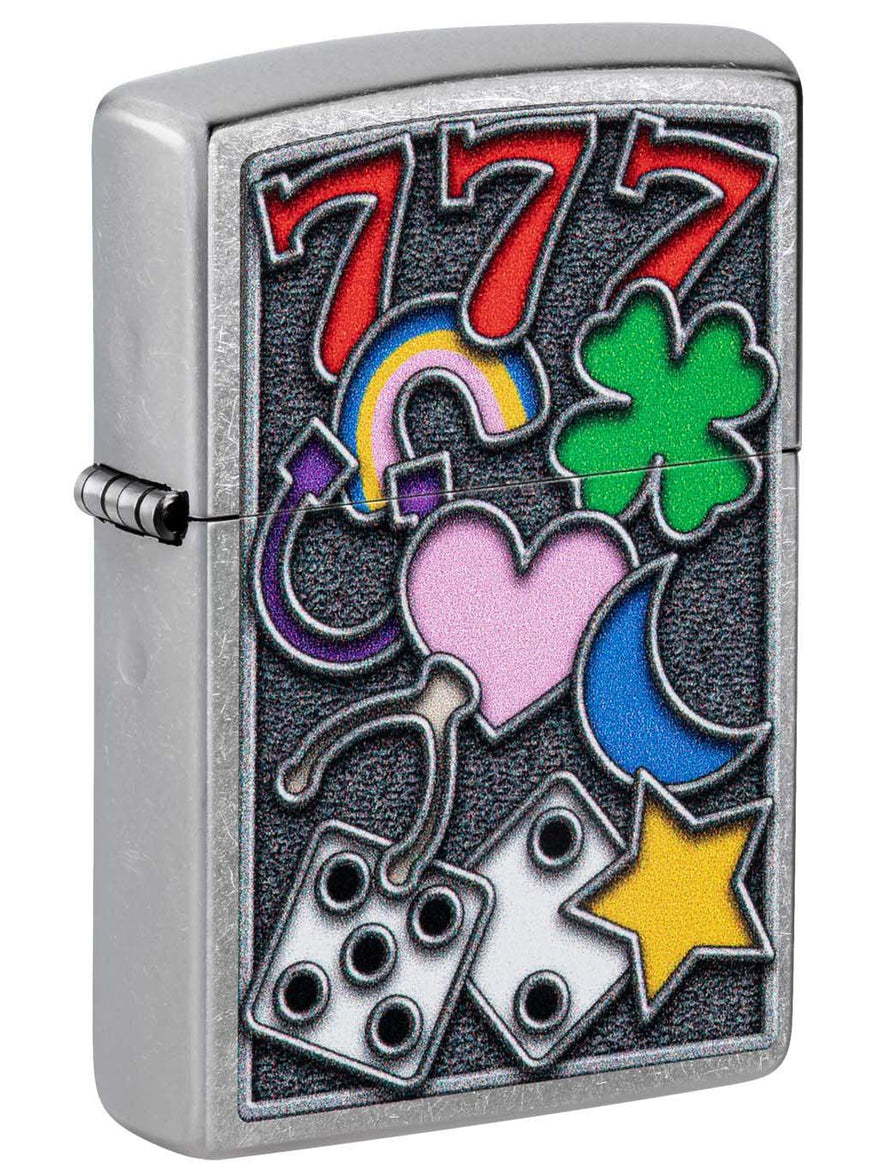 Zippo Lighter: Good Luck Symbols - Street Chrome 48682