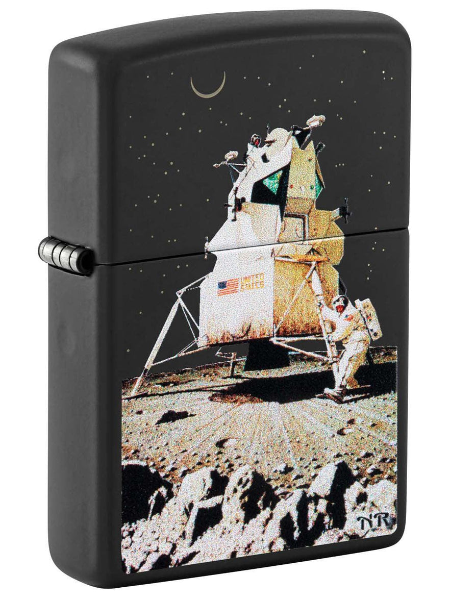 Zippo Lighter: Norman Rockwell, Moon Landing - Black Matte 48699