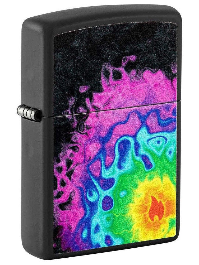 Zippo Lighter: Flame Pattern - Black Matte 48733