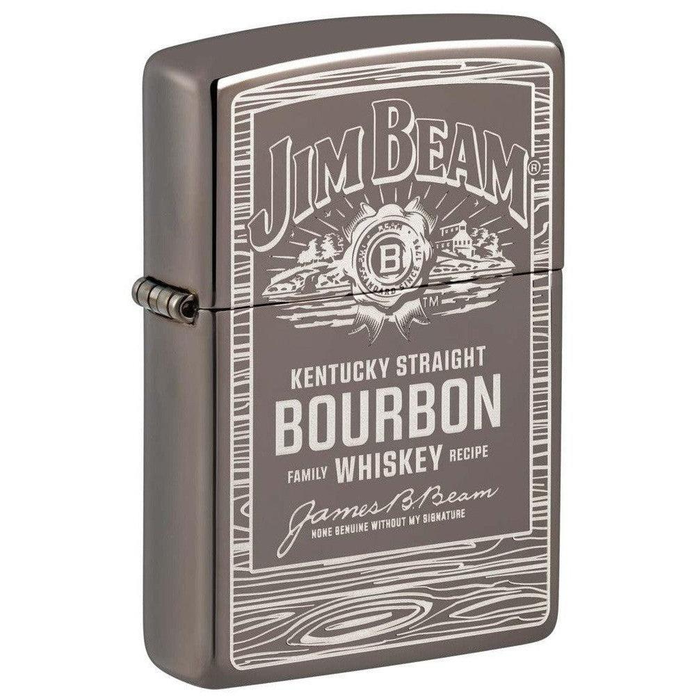 Zippo Lighter: Jim Beam Logo, Engraved - Black Ice 48740