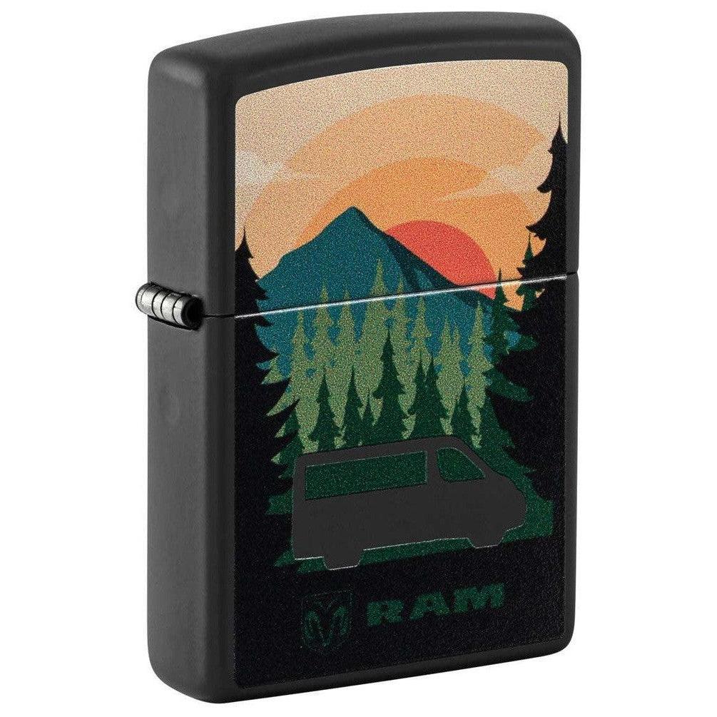 Zippo Lighter: Dodge Ram Landscape Design - Black Matte 48764