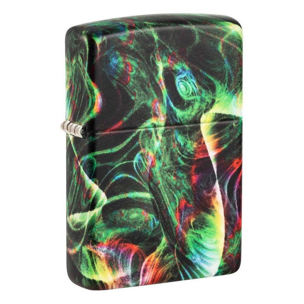 Zippo Lighter: Psychedelic Swirl, 540 Color - Glow-in-the-Dark Green 48774