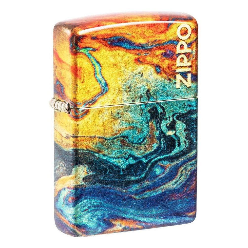 Zippo Lighter: Colorful Design, 540 Fusion - 540 Tumbled Brass 48778