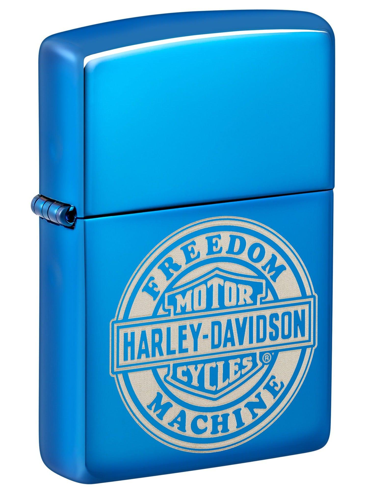 Zippo Lighter: Harley-Davidson Freedom Machine, Engraved - High Polish Blue 48798