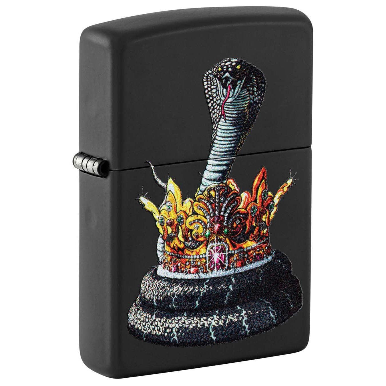 Zippo Lighter: Snake With Crown - Black Matte 48808