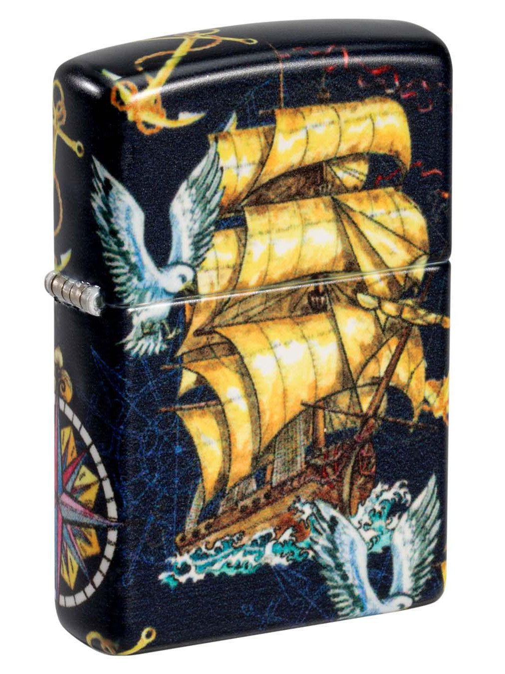 Zippo Lighter: Nautical Design With Ship - 540 White Matte 48813