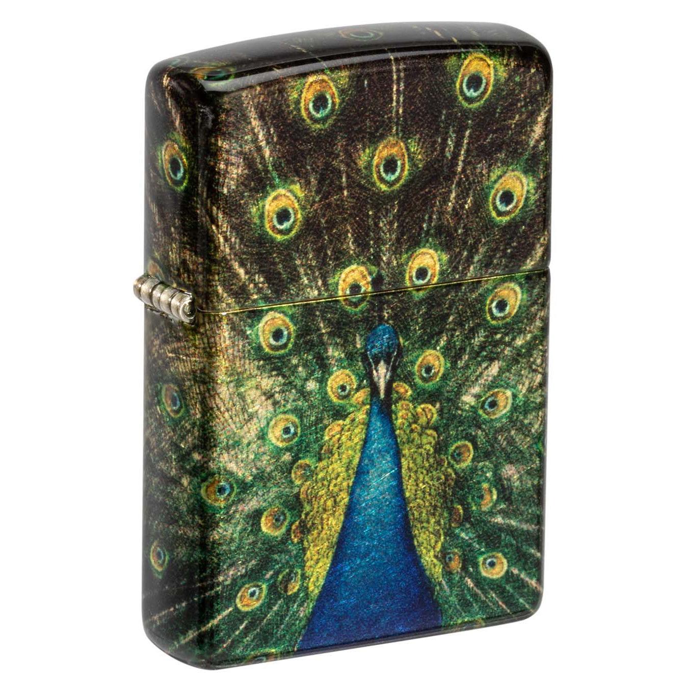 Zippo Lighter: Peacock Design - 540 Tumbled Brass 48846