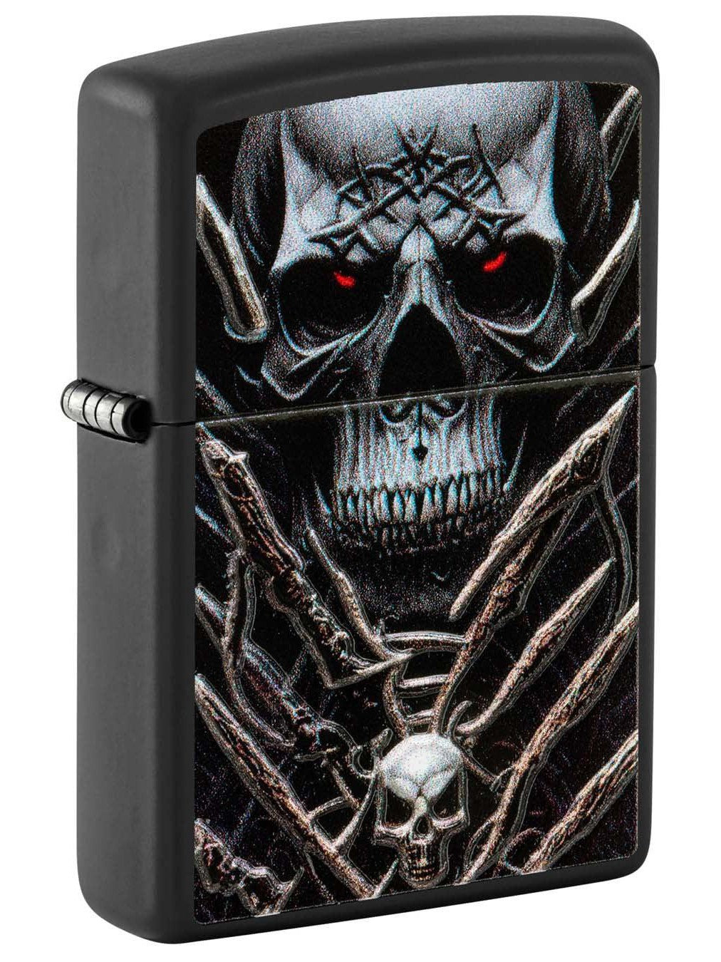 Zippo Lighter: Skull With Texture Bones - Black Matte 48896