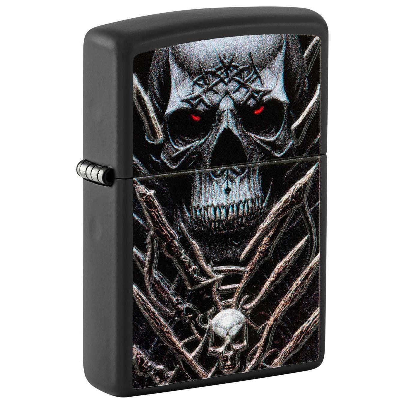 Zippo Lighter: Skull With Texture Bones - Black Matte 48896