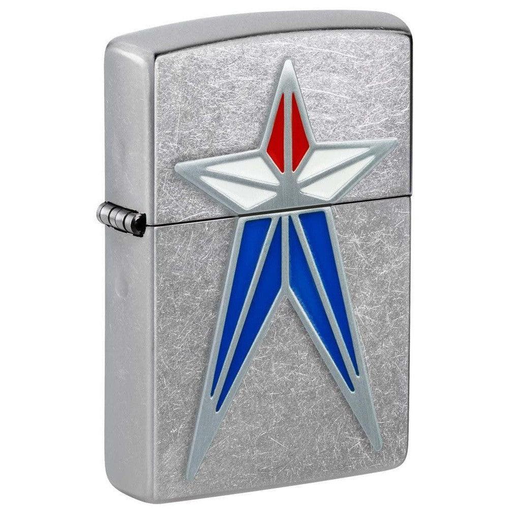 Zippo Lighter: Red, White and Blue Star Emblem - Street Chrome 48903