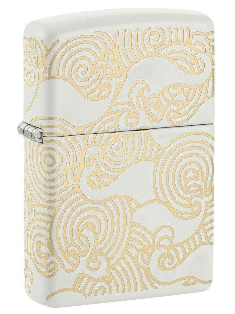 Zippo Lighter: Waves Design, Laser 360 - White Matte 48909