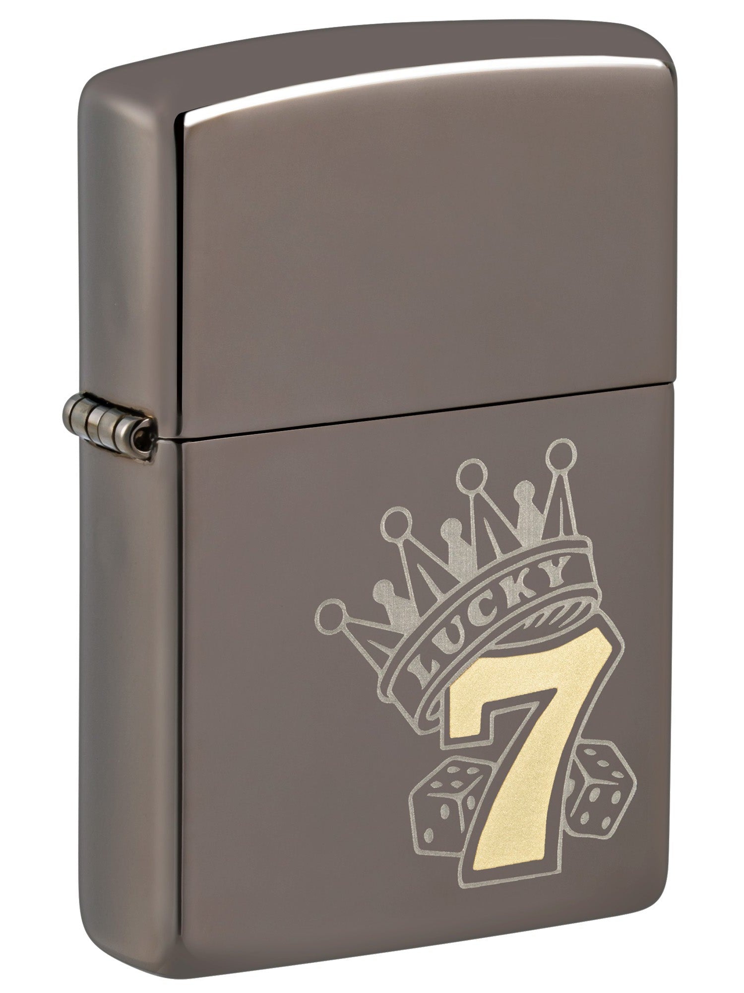 Zippo Lighter: Lucky 7 Gambling, Engraved - Black Ice 48913