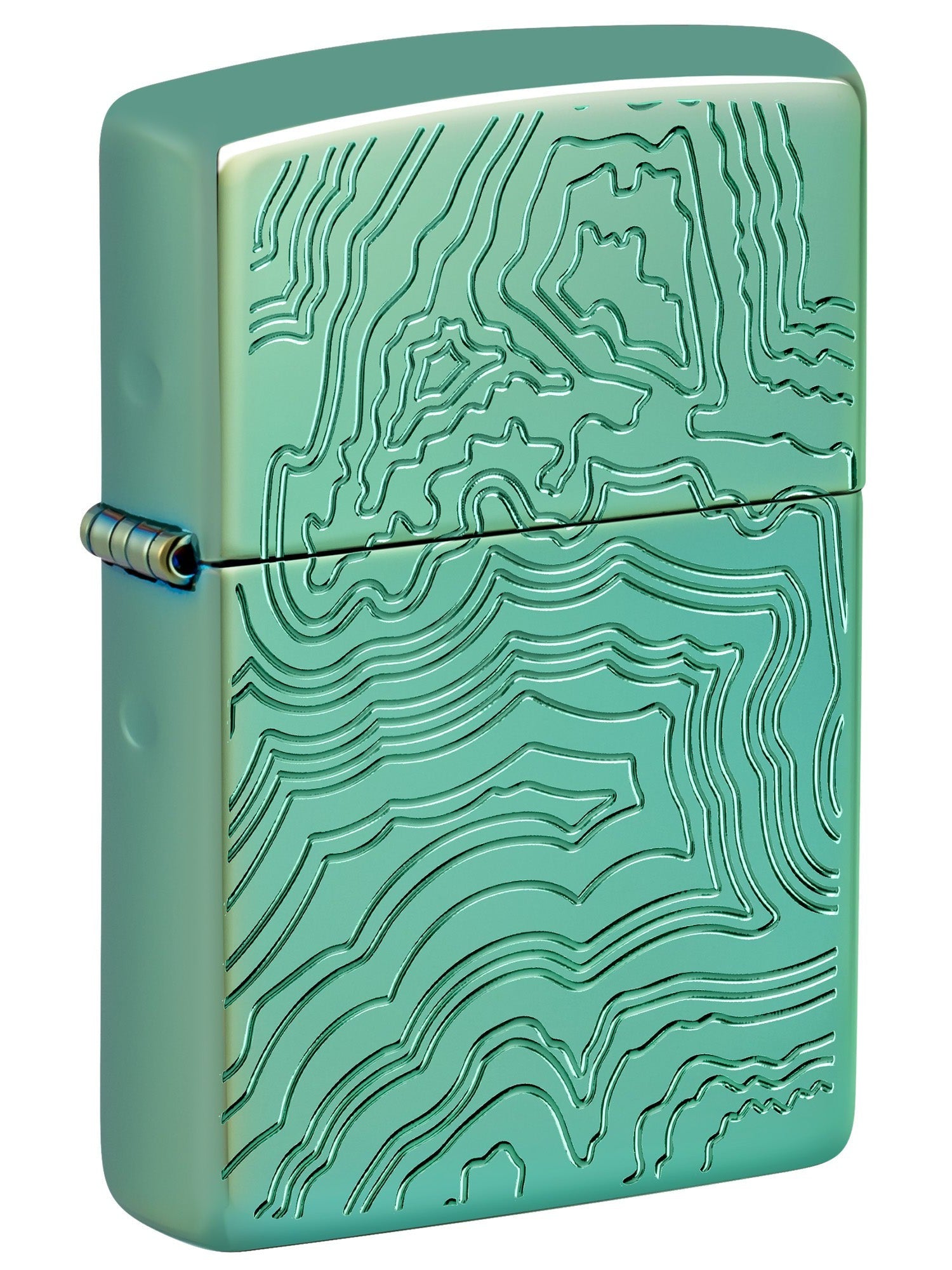 Zippo Lighter: Topography Map, Armor Deep Carved - High Polish Green 48917