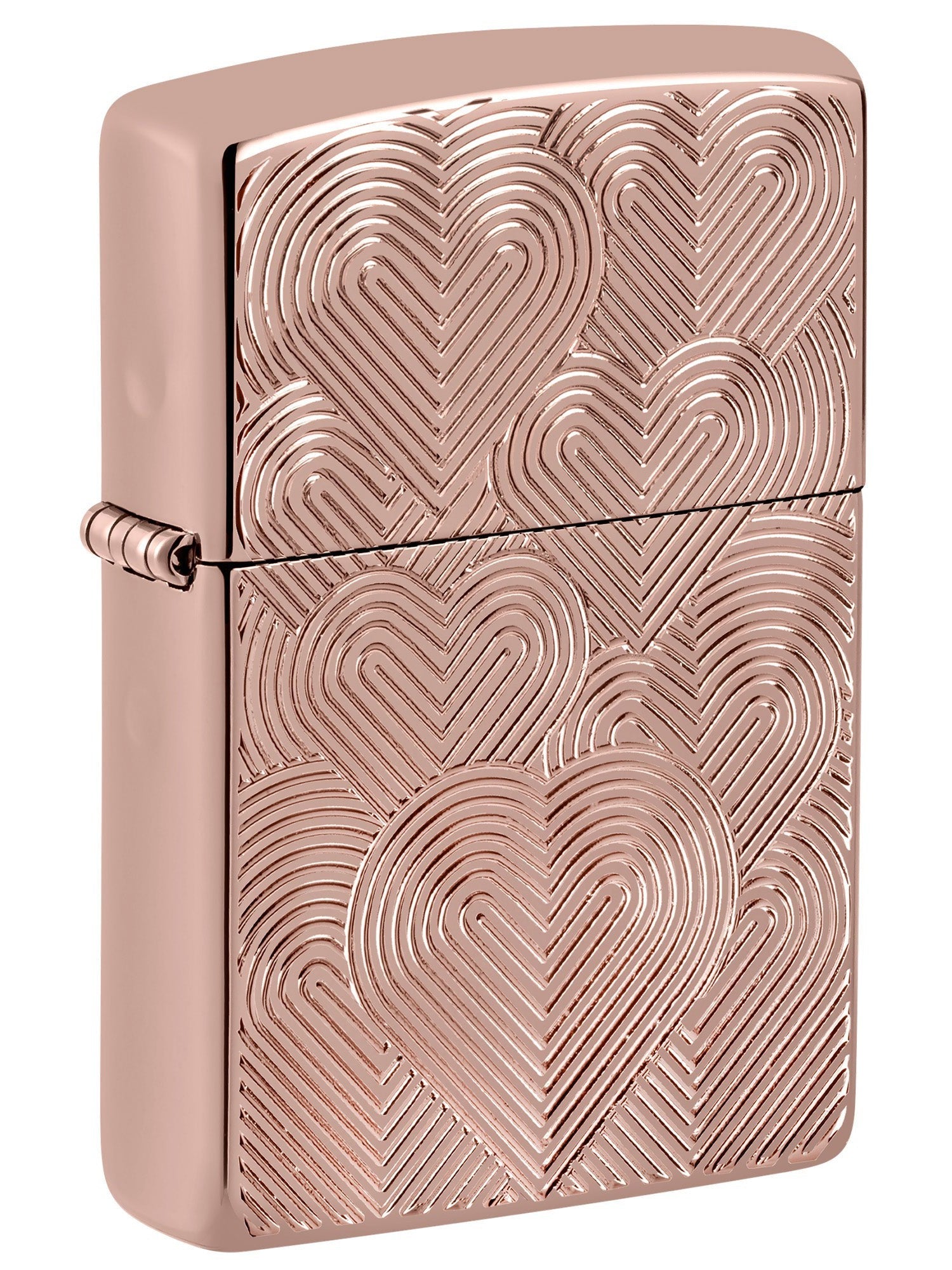 Zippo Lighter: Hearts, Armor Deep Carved - High Polish Rose Gold 48919