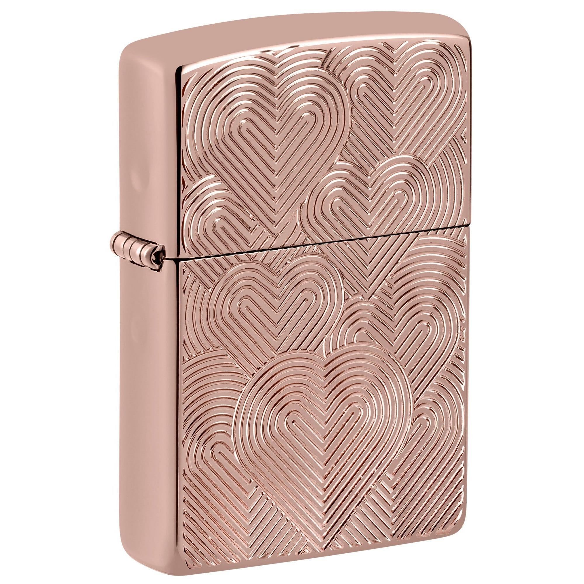 Zippo Lighter: Hearts, Armor Deep Carved - High Polish Rose Gold 48919