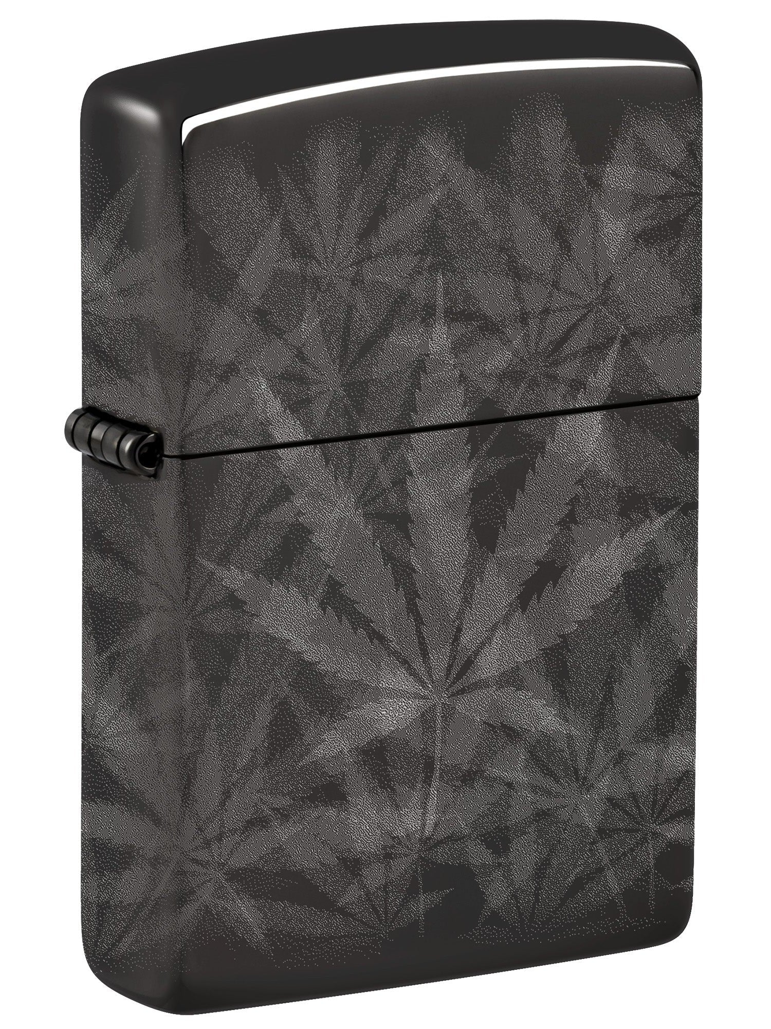 Zippo Lighter: Weed Leaved, Photo 360 - High Polish Black 48924