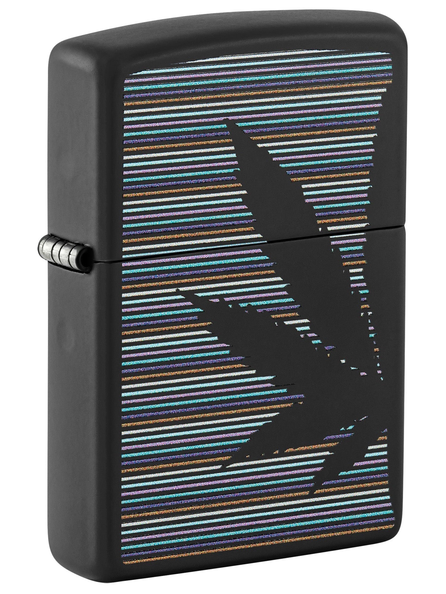 Zippo Lighter: Weed Leaf with Lines - Black Matte 48927