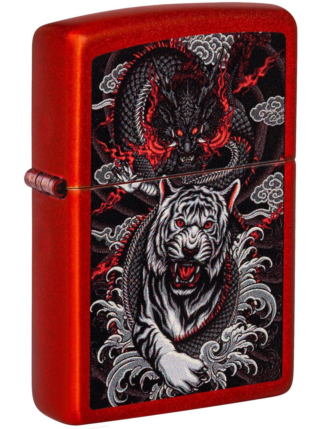 Zippo Lighter: Dragon and Tiger - Metallic Red 48933
