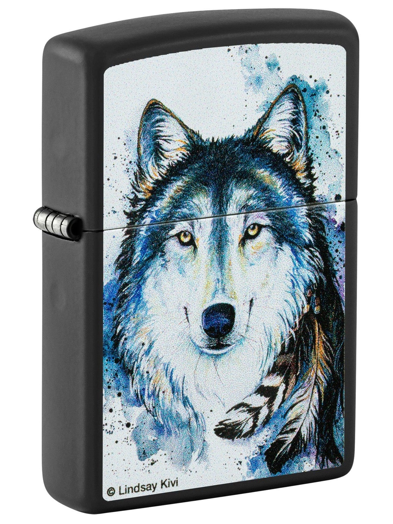 Zippo Lighter: Feed the Good Wolf by Lindsay Kivi - Black Matte 48936