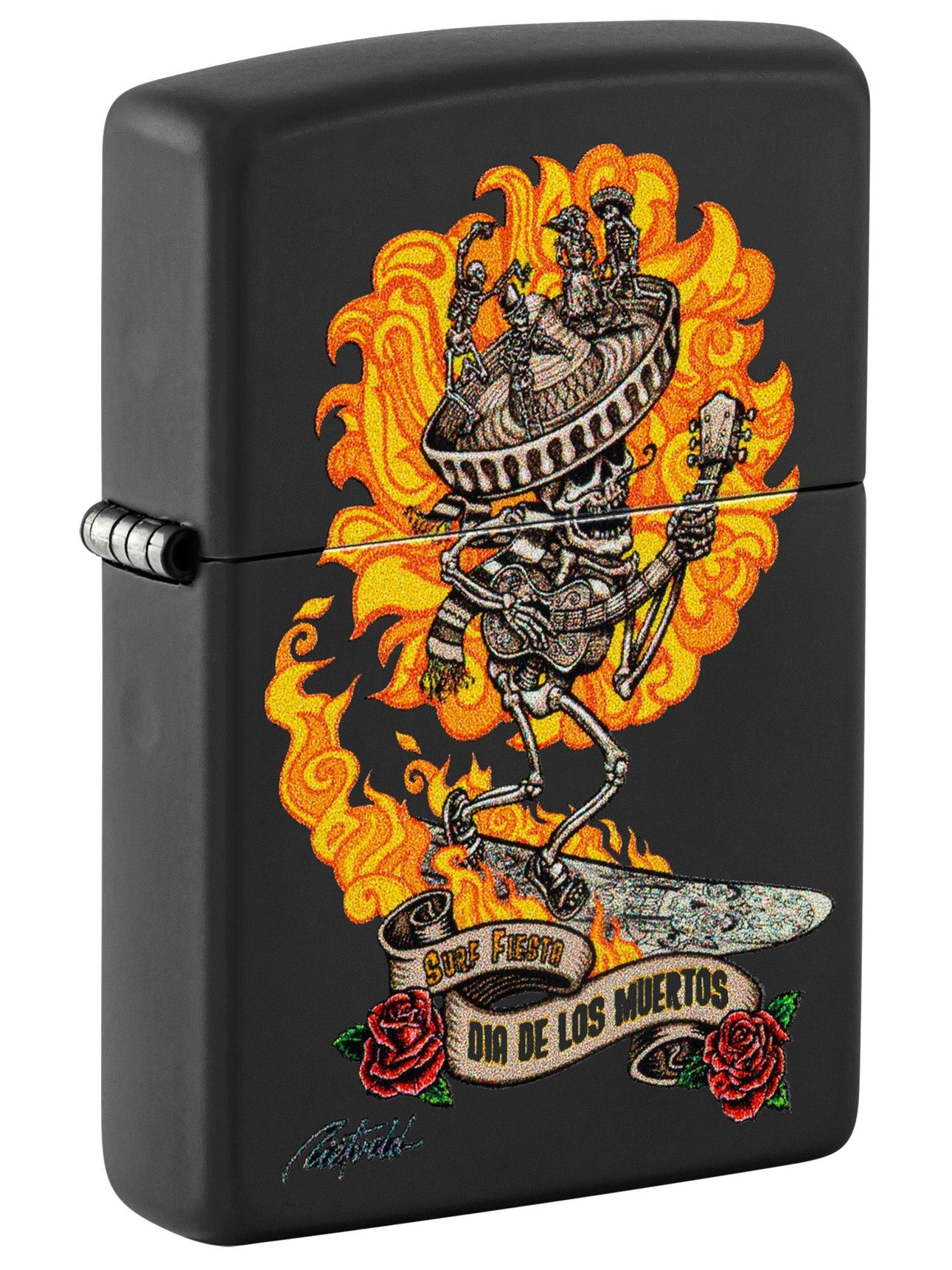 Zippo Lighter: Day of the Dead Design by Rick Rietveld - Black Matte 48954
