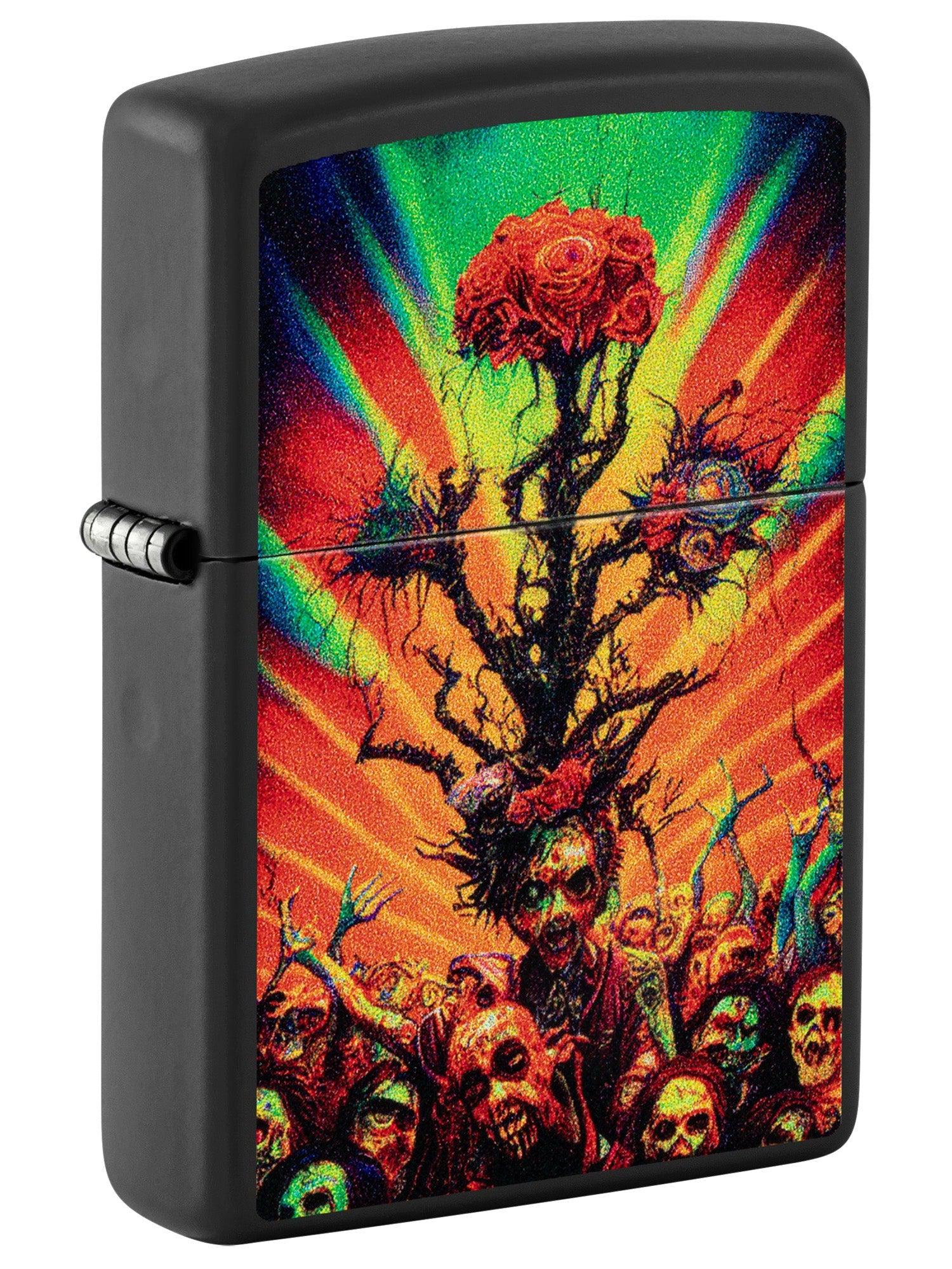 Zippo Lighter: Colorful Zombies Design - Black Matte 48956