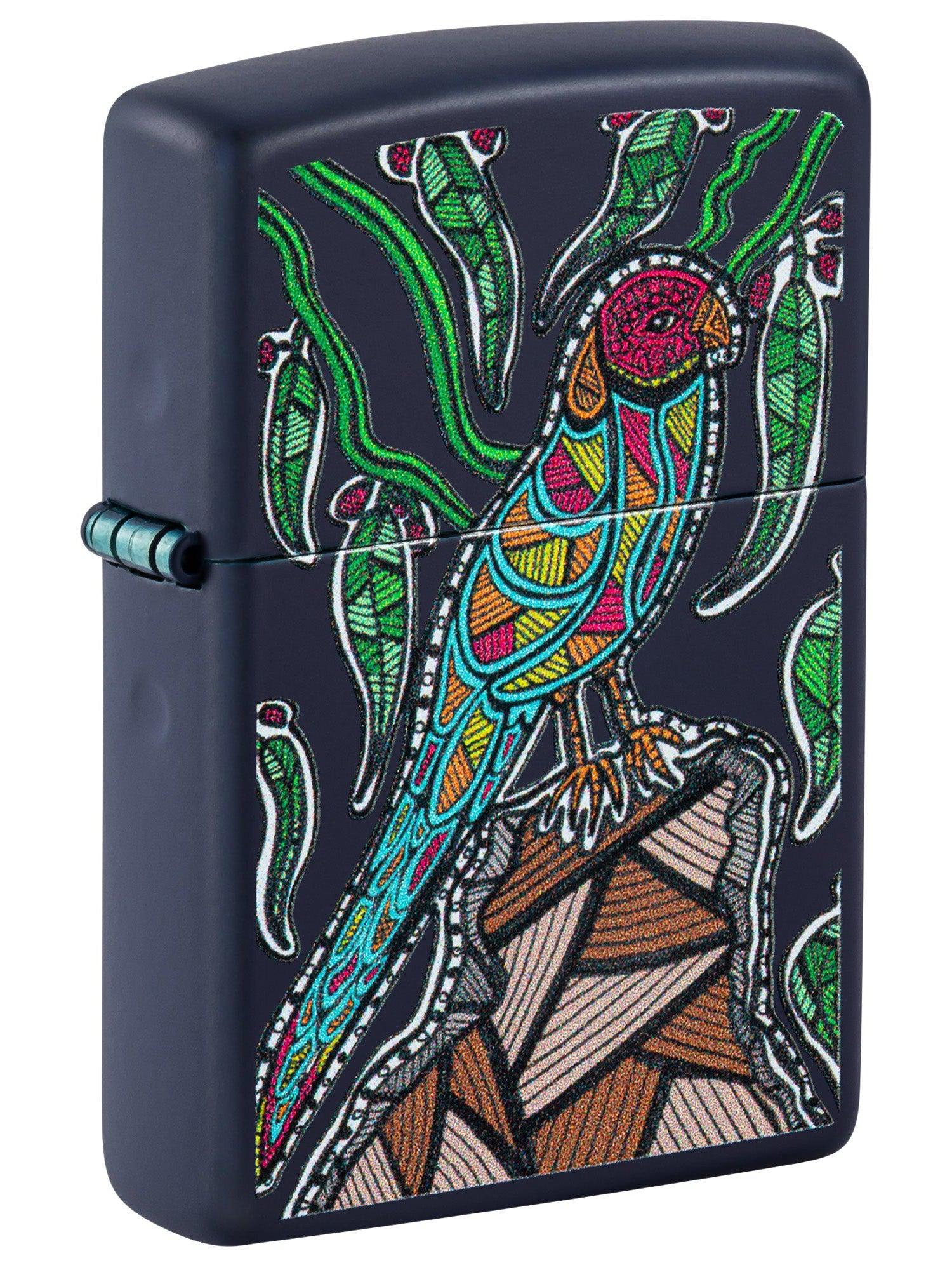 Zippo Lighter: Tropical Bird by John Smith Gumbula - Navy Matte 48965