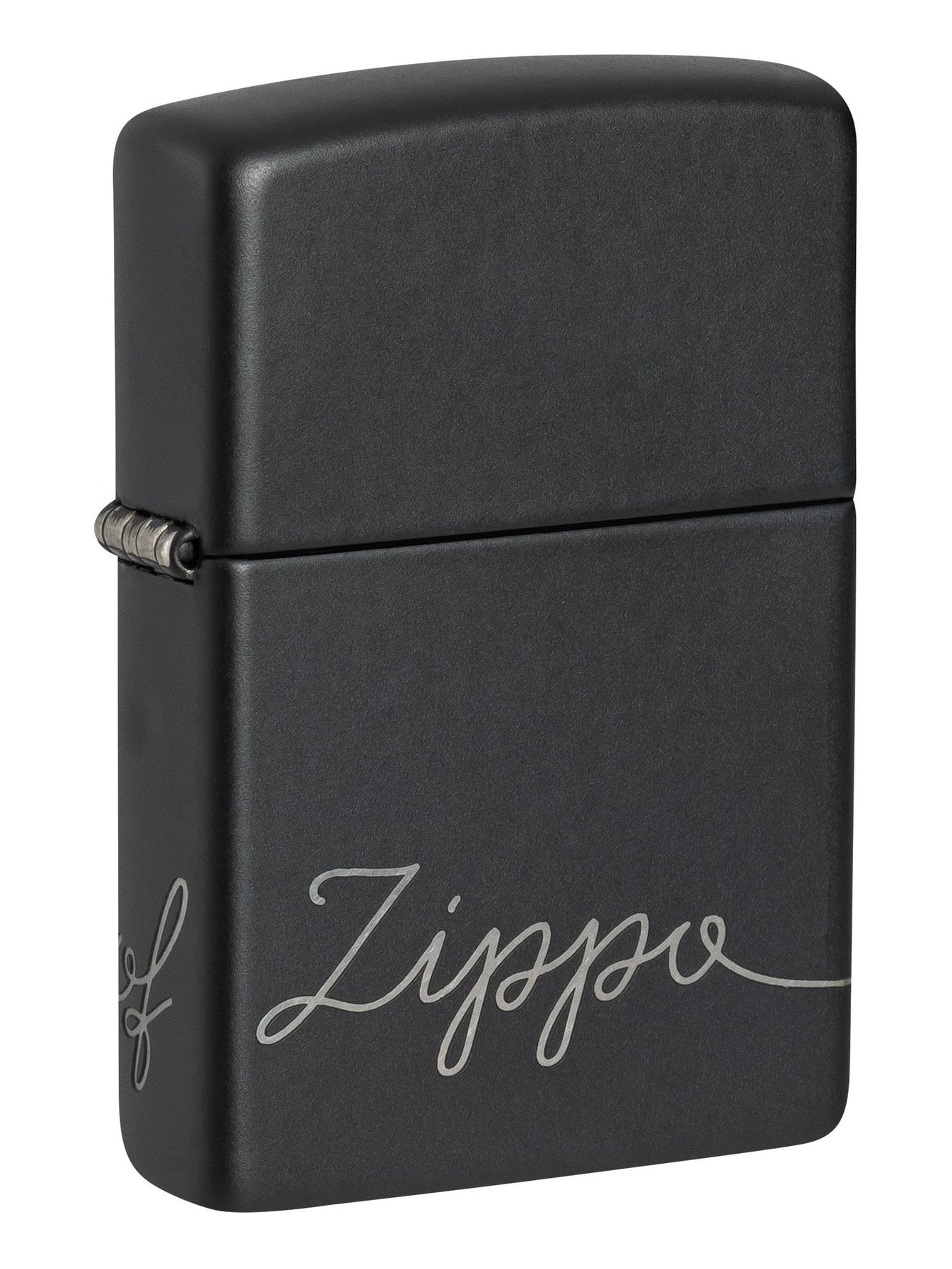 Zippo Lighter: Zippo Windproof Script, Laser 360 - Black Matte 48979