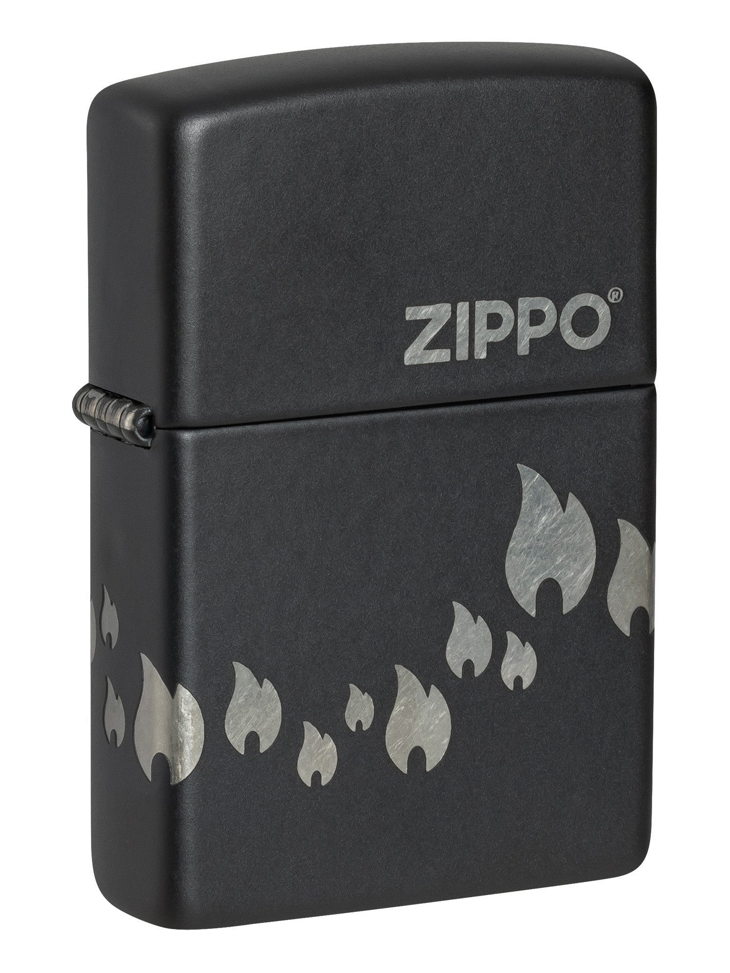 Zippo Lighter: Zippo Flames, Laser 360 - Black Matte 48980