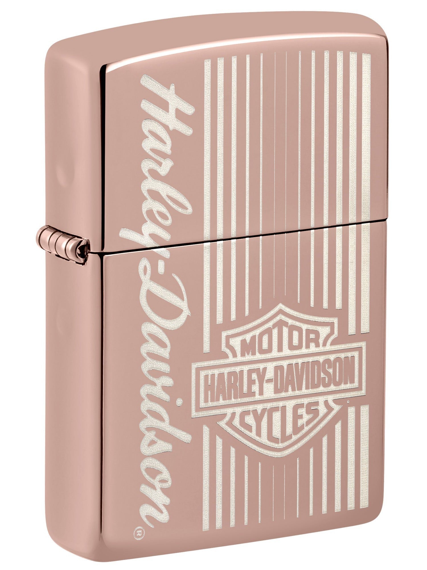 Zippo Lighter: Harley-Davidson Engraved Design - High Polish Rose Gold 48992