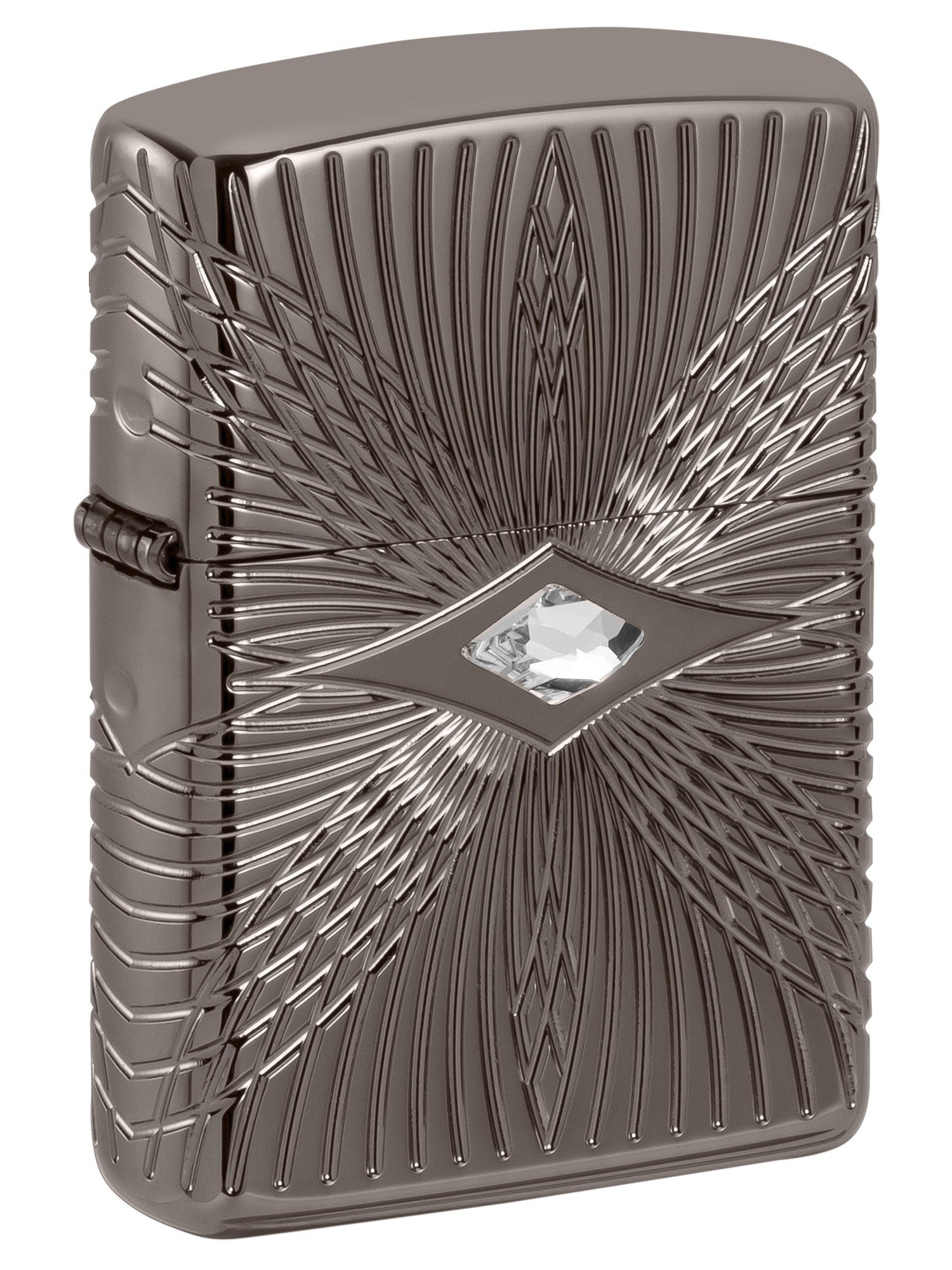 Zippo Lighter: Armor MultiCut Pattern Design with Crystal - Black Ice 49291