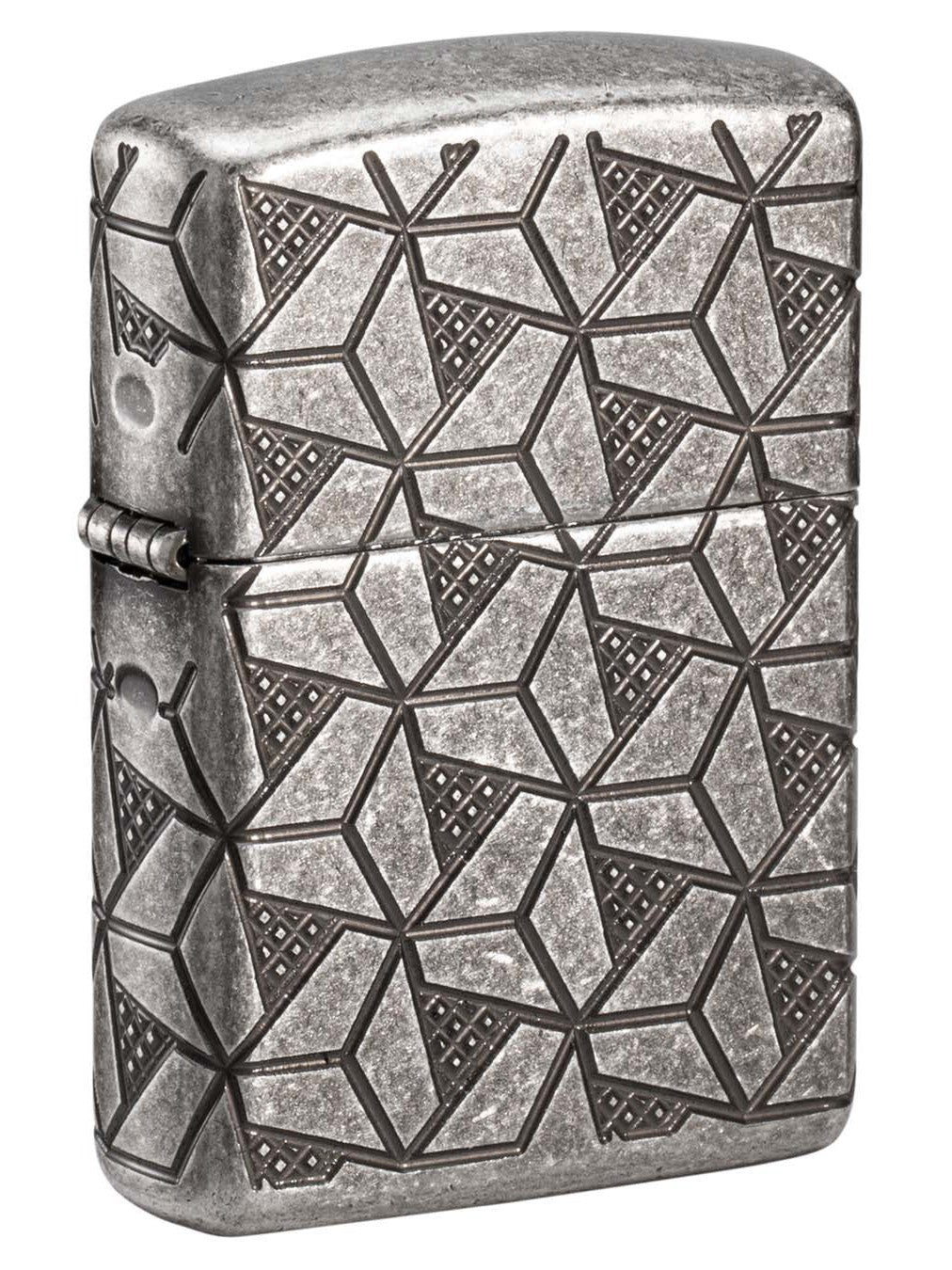 Zippo Lighter: Armor MultiCut Geometric Deep Carve - Antique Silver 49883