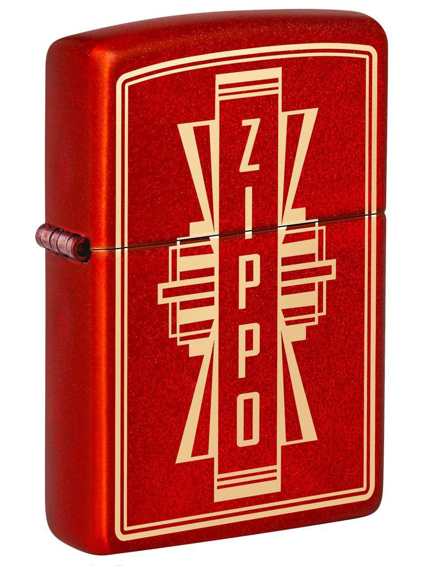 Zippo Lighter: Zippo Art Deco, Engraved - Metallic Red 49988
