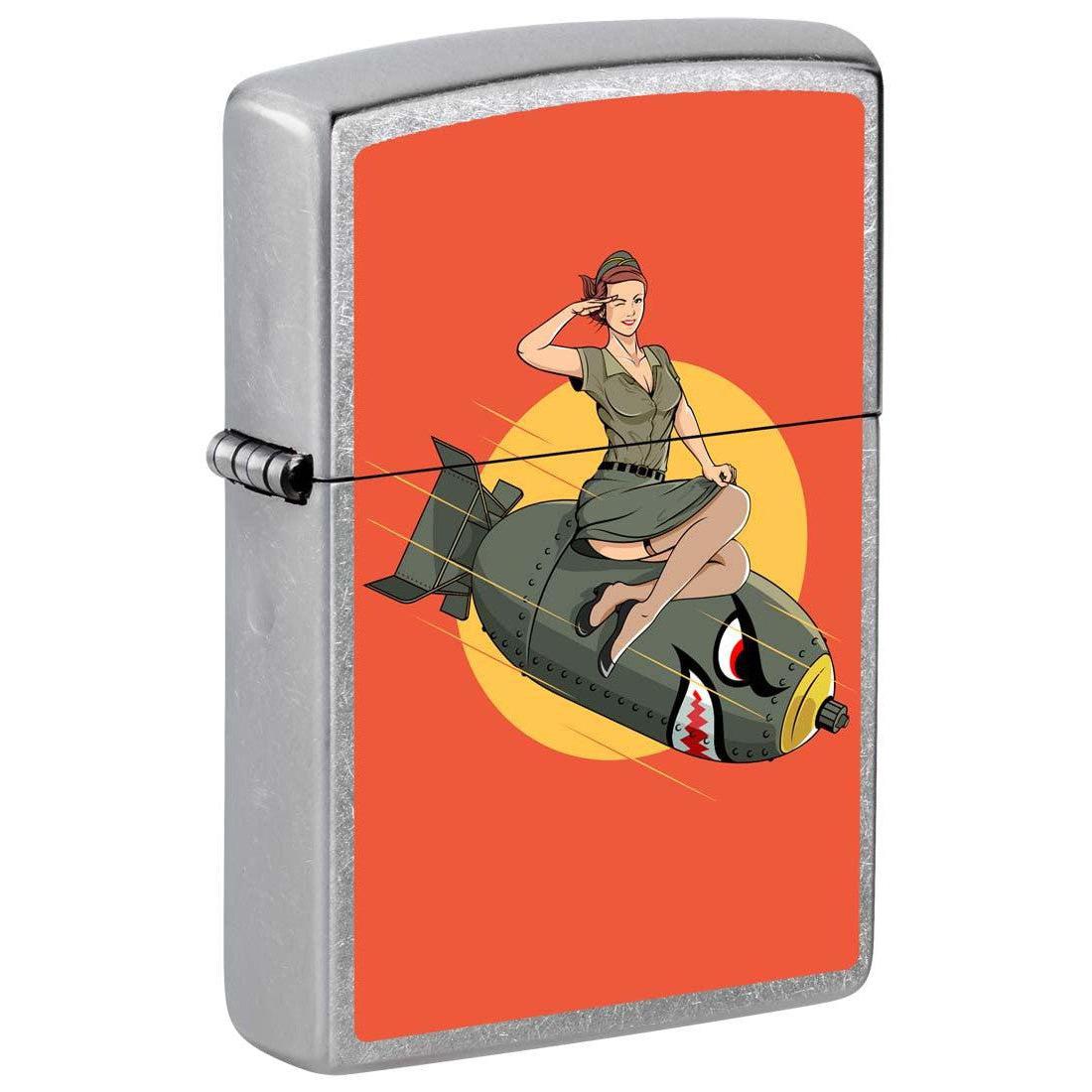 Zippo Lighter: Pin-up Girl on Bomb - Street Chrome 81290