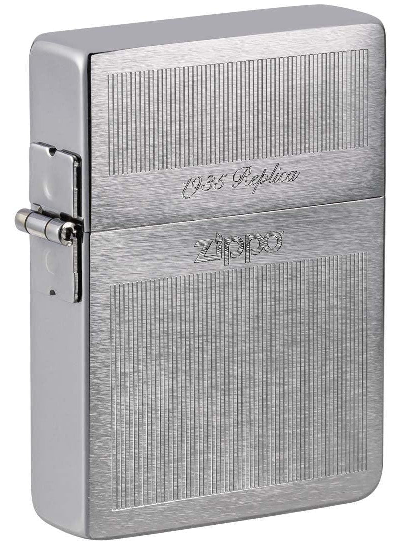 Zippo Lighter: 1935 Replica Engraved - Brushed Chrome 81319