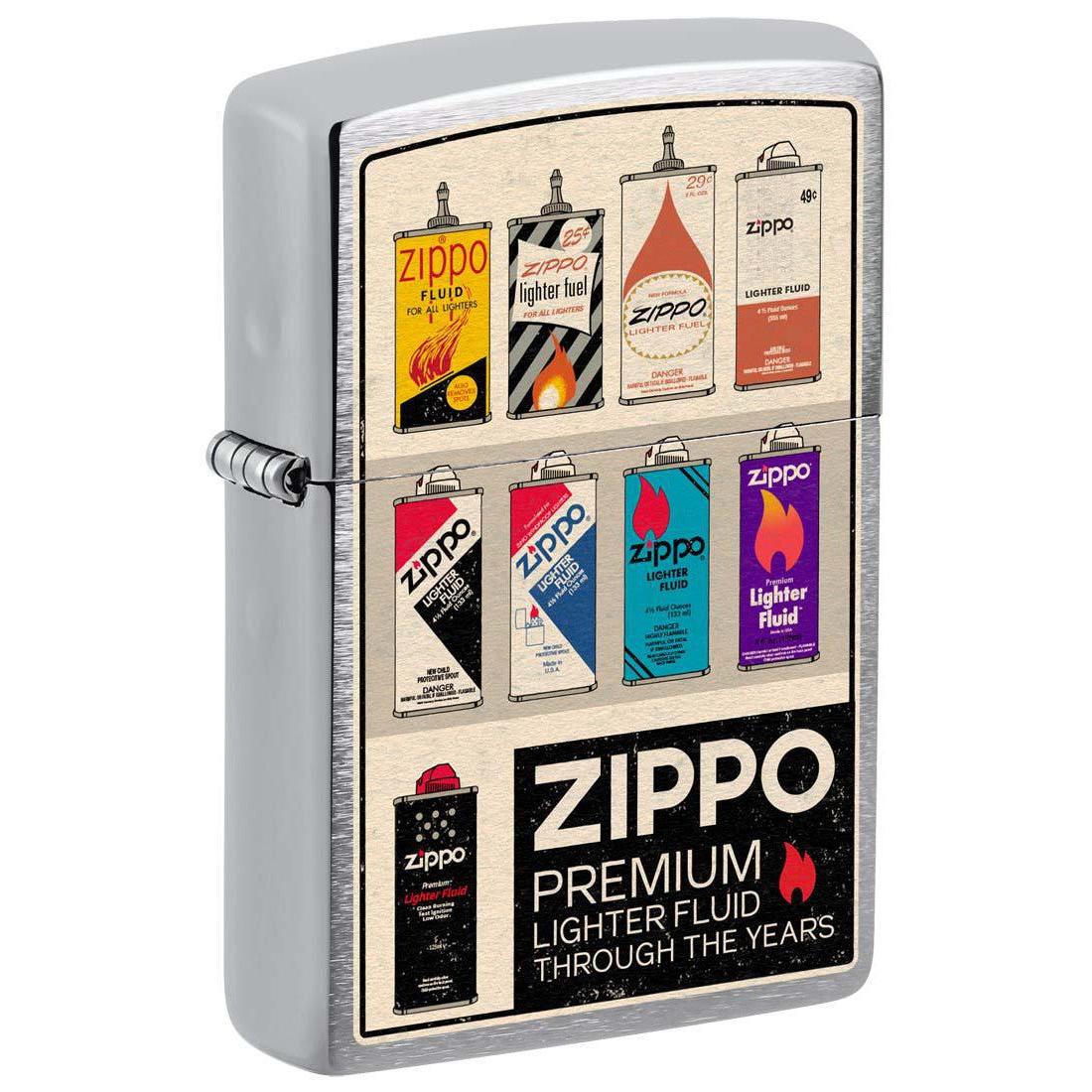 Zippo Lighter: Vintage Fuel Cans - Brushed Chrome 81322